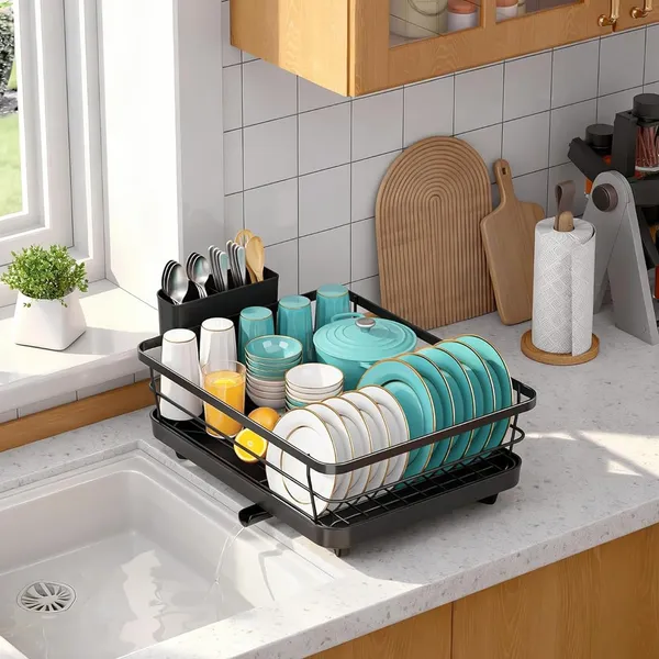 Black-Alloy_Steel-Dish_Rack_For_Kitchen