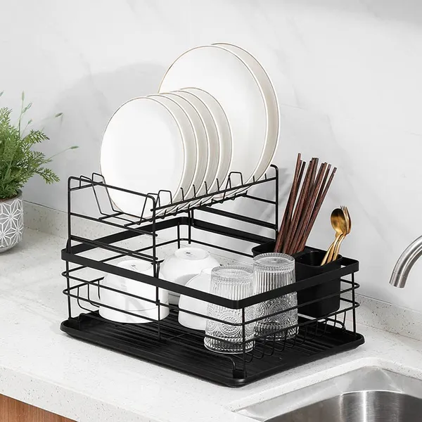 Black-Alloy_Steel-Dish_Rack_For_Kitchen