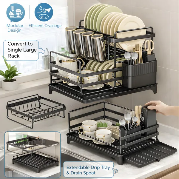 Black-Alloy_Steel-Dish_Rack_For_Kitchen