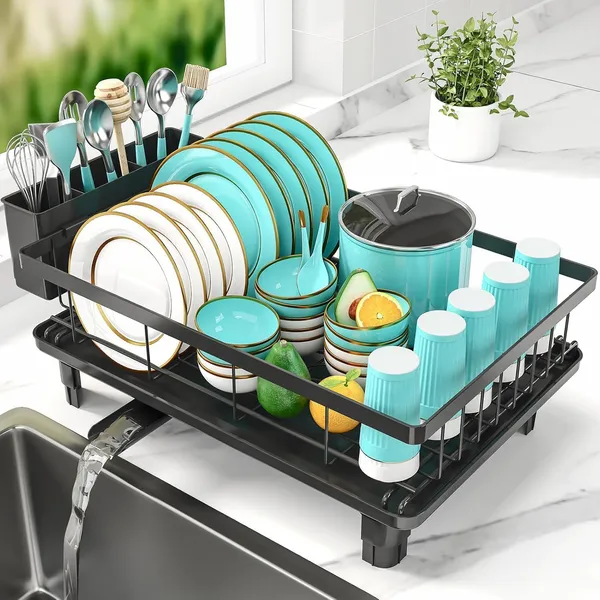 Alloy_Steel_2-Tier_+_1-Tier_Dish_Drying_Rack_Combo_(Black)