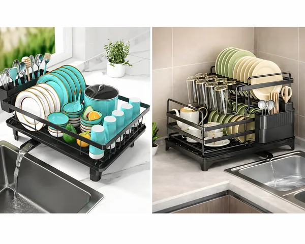 Alloy_Steel_2-Tier_+_1-Tier_Dish_Drying_Rack_Combo_(Black)