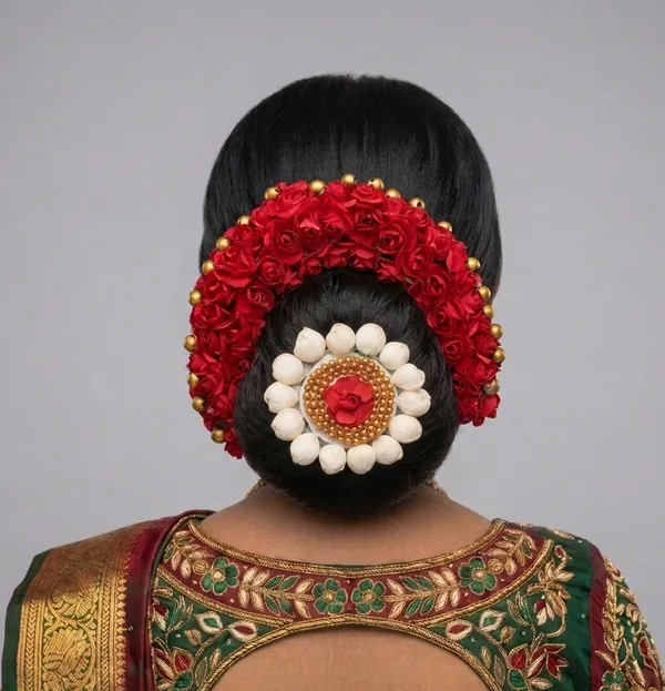 Red_Artificial_Flower_Hair_Gajra_|_For_Women_Hair_Styling