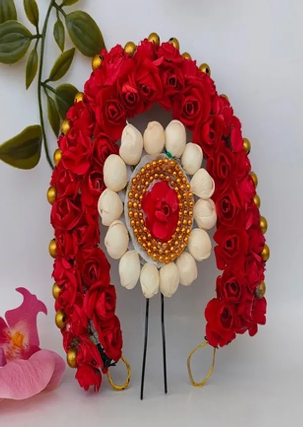 Red_Artificial_Flower_Hair_Gajra_|_For_Women_Hair_Styling