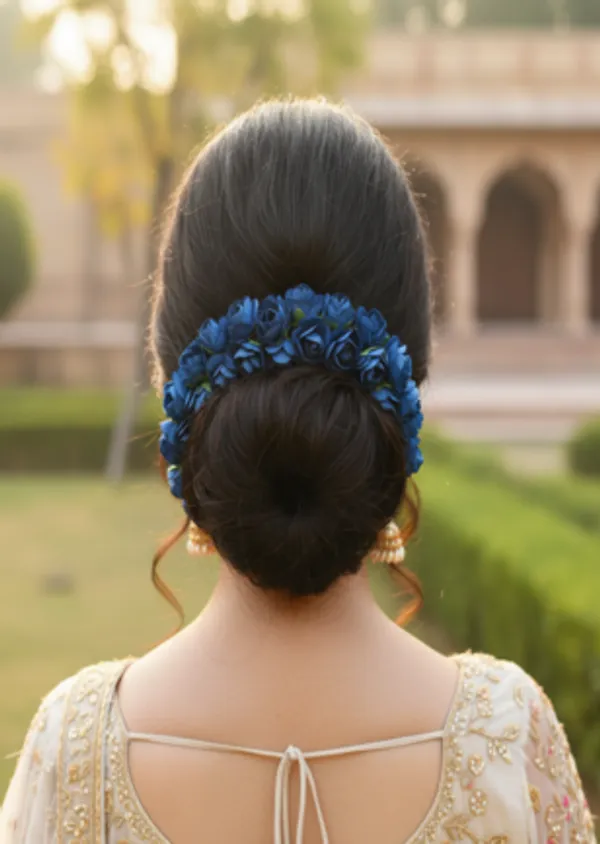 Blue_Artificial_Flower_Hair_Gajra_|_For_Women_Hair_Styling
