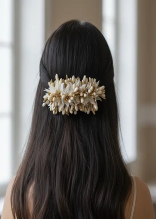 White_Artificial_Pollens_Hair_Clip_|_For_Women_Hair_Accessories