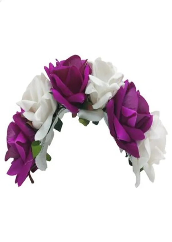 Purple_&_White_Velvet_Rose_Gajra_For_Women