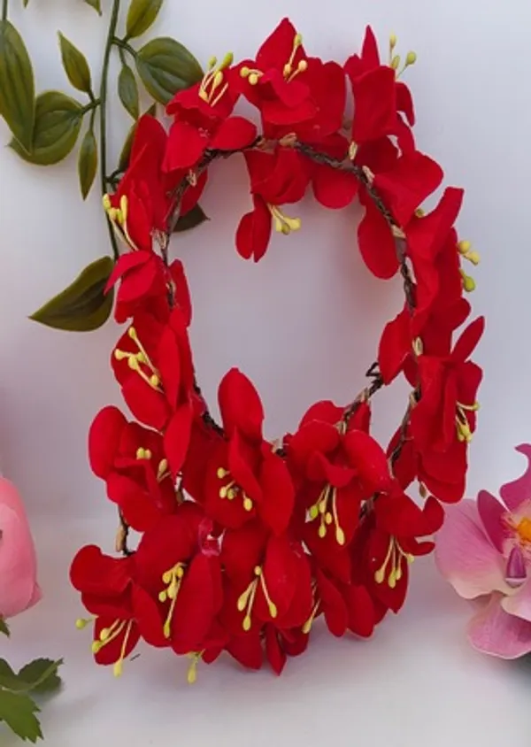 Red_Artificial_Flower_Hair_Gajra_|_For_Women_Hair_Styling