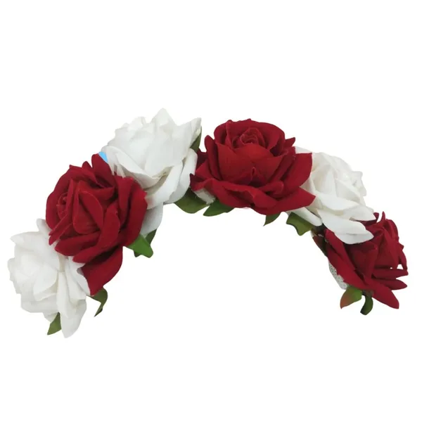 Maroon_&_White_Velvet_Rose_Gajra_For_Women