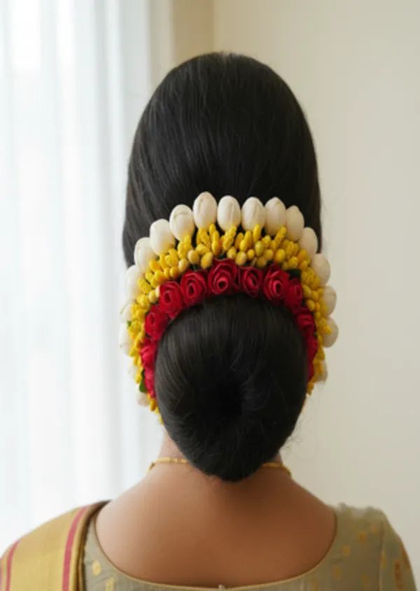 Red_&_Yellow_Artificial_Flower_Hair_Gajra_For_Women