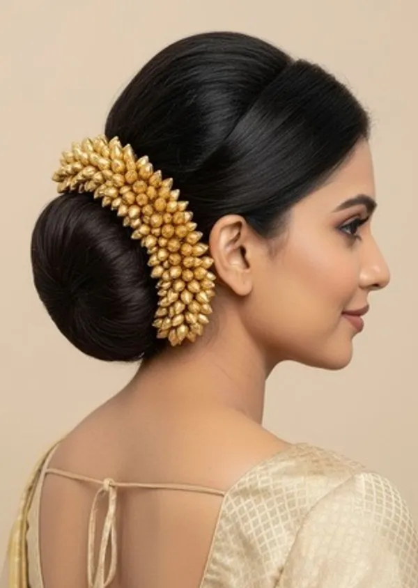 Gold_Artificial_Flower_Hair_Gajra_For_Women