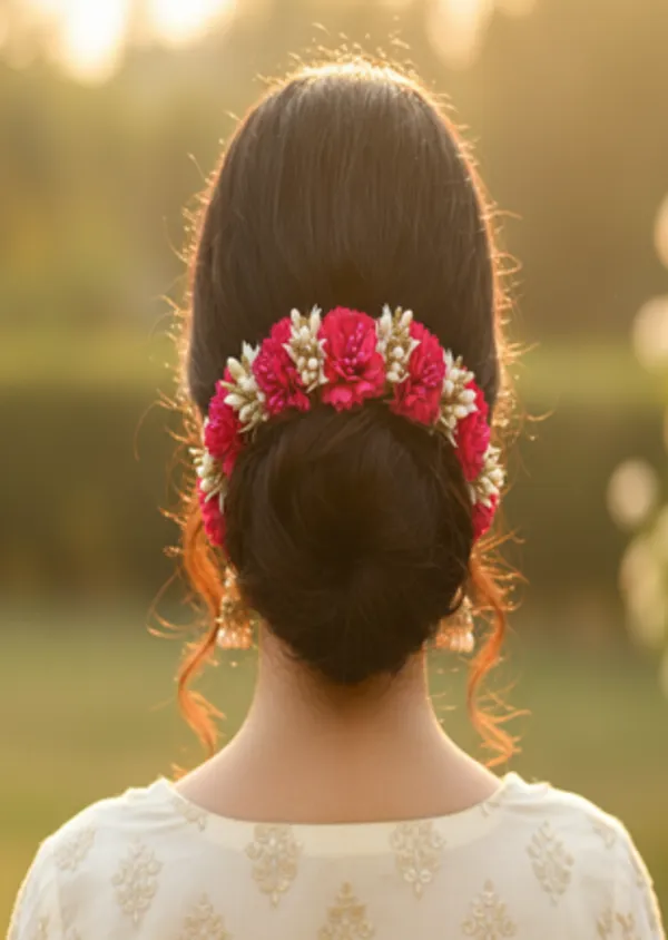 Magenta_Artificial_Flower_Hair_Gajra_|_For_Women_Hair_Styling