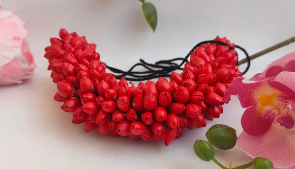 Pack_Of_2_Red_&_Golden_Artificial_Flower_Hair_Gajra_|_For_Women