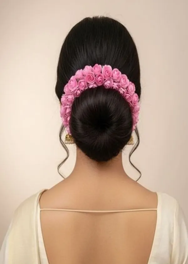 Pink_Artificial_Flower_Hair_Gajra_For_Women