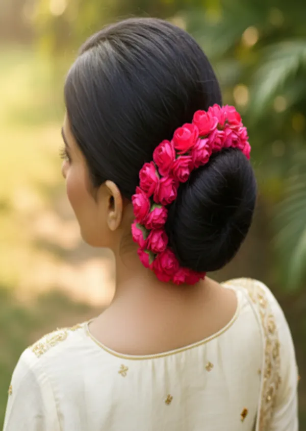 Pink_Artificial_Flower_Hair_Gajra_For_Women