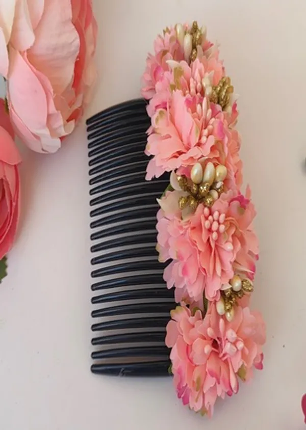 Peach_Premium_Flower_Comb_|_For_Hair_Styling