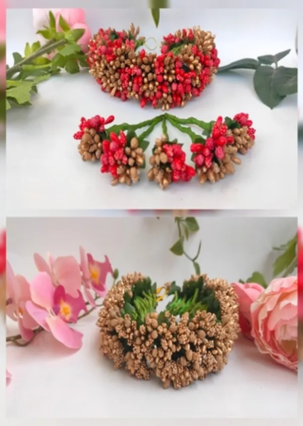Red_&_Golden_Artificial_Flower_Hair_Gajra_For_Women_(Pack_Of_2)