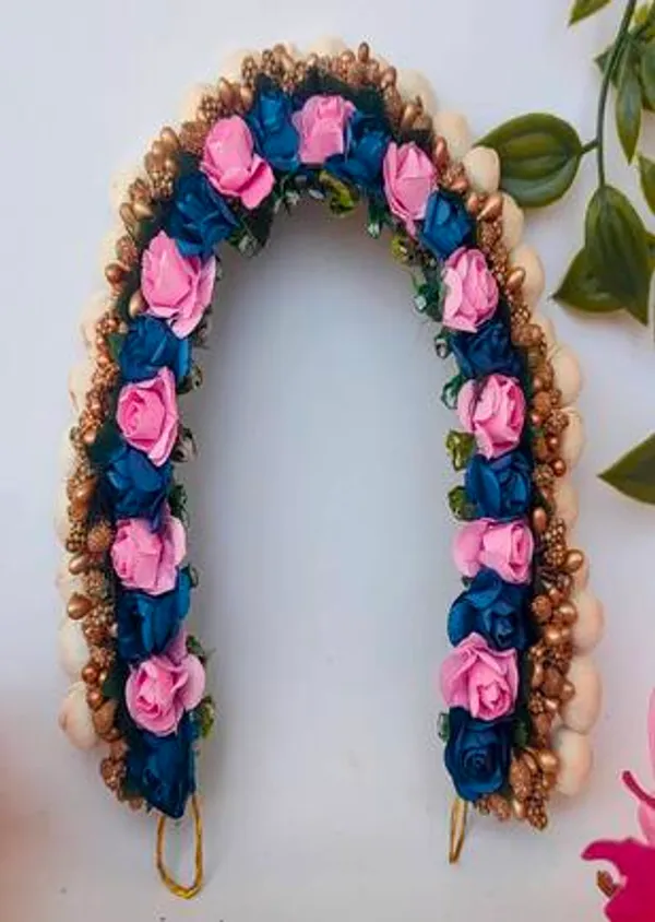 Baby_Pink_&_Blue_Artificial_Flower_Hair_Gajra_|_For_Women_Hair_Styling