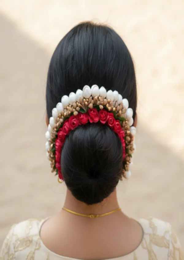 Red_&_Gold_Artificial_Flower_Hair_Gajra