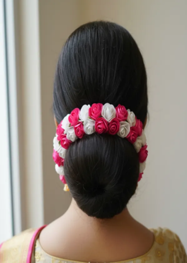 Pink_&_White_Artificial_Flower_Hair_Gajra_For_Women