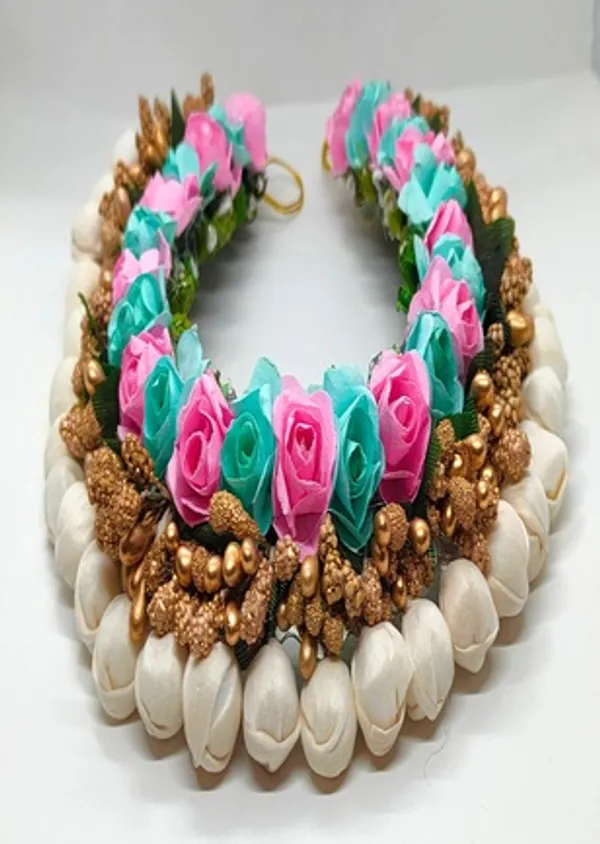 Baby_Pink_&_Teal_Blue_Artificial_Flower_Hair_Gajra