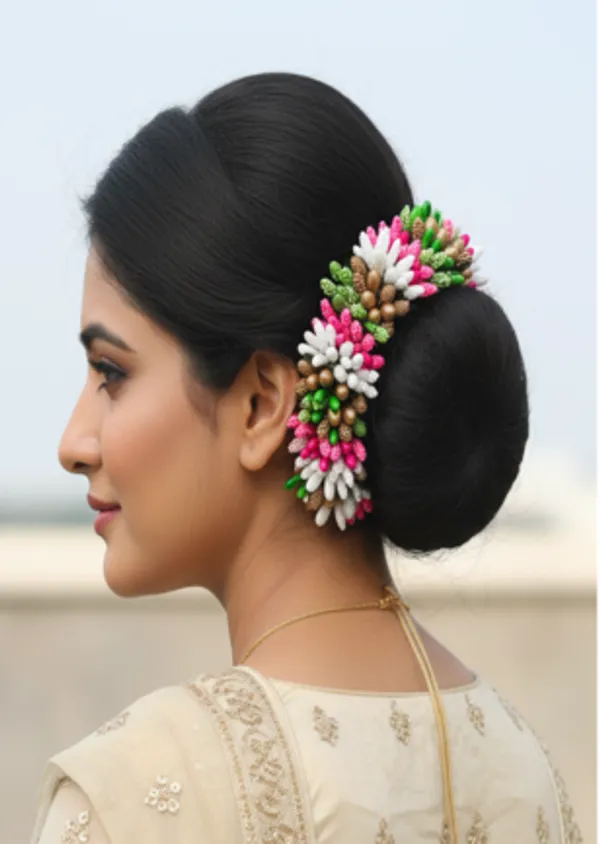Multicolor_Bridal_Artificial_Flower_Hair_Gajra_|_For_Women