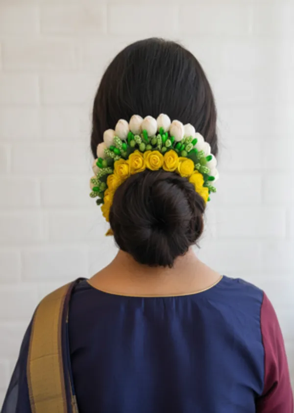 Yellow_&_Green_Artificial_Flower_Hair_Gajra