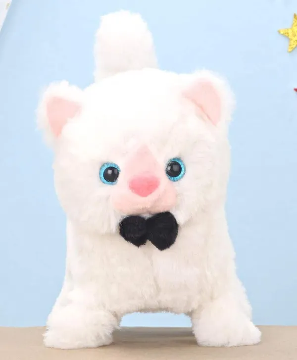 White_Battery_Operated_Musical_Walking_Plush_Cat_Toy_For_Kids_3+_|_17_Cm