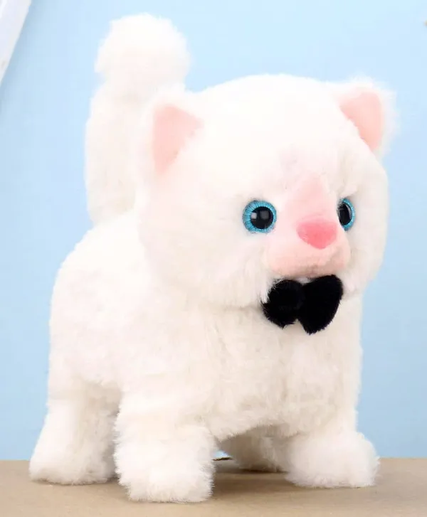 White_Battery_Operated_Musical_Walking_Plush_Cat_Toy_For_Kids_3+_|_17_Cm