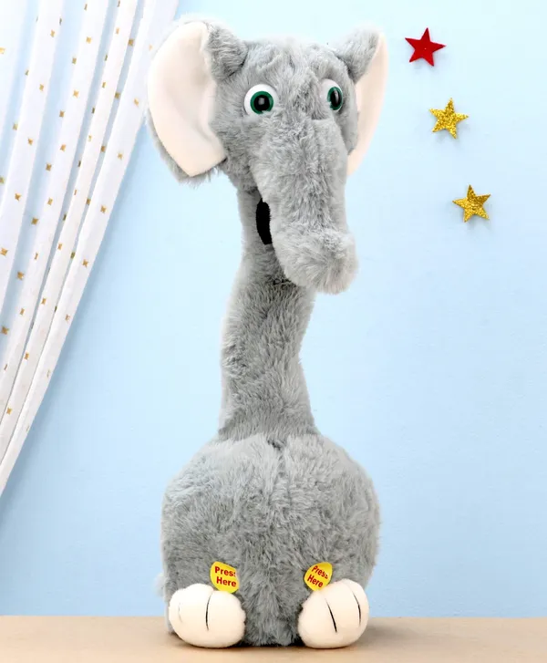 Grey_Battery_Operated_Interactive_Plush_Talking_Elephant_For_Toddlers_3+_|_20_Cm