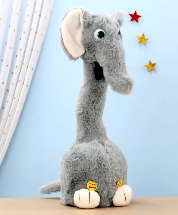 Grey_Battery_Operated_Interactive_Plush_Talking_Elephant_For_Toddlers_3+_|_20_Cm