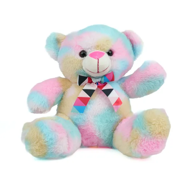 Multicolor_Happy_Teddy_Bear_With_A_Bow_Rainbow_Lightweight_Plush_Non_Musical_Soft_Toy_|_Age_3