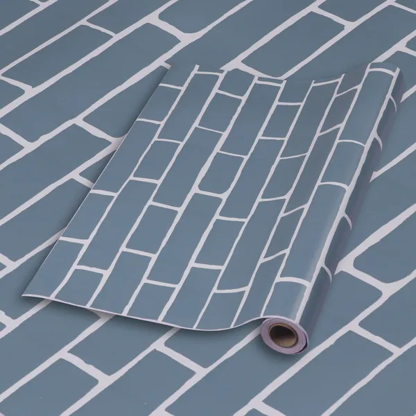 Grey_Prominent_Wall_Adorned_With_Blue_Brick_Wallpaper_Peel_&_Stick,_Waterproof,_Self-Adhesive_Ideal_For_Homes_&_Shops