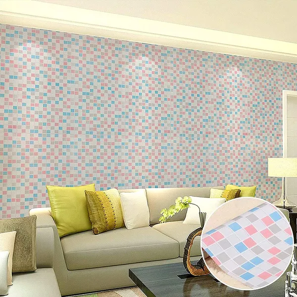 Multicolor_Tile_Pattern_Wallpaper_With_Grey,_Pink_&_Blue_ShadePeel_&_Stick,_Waterproof,_Self-Adhesive_Ideal_For_Homes_&_Shops