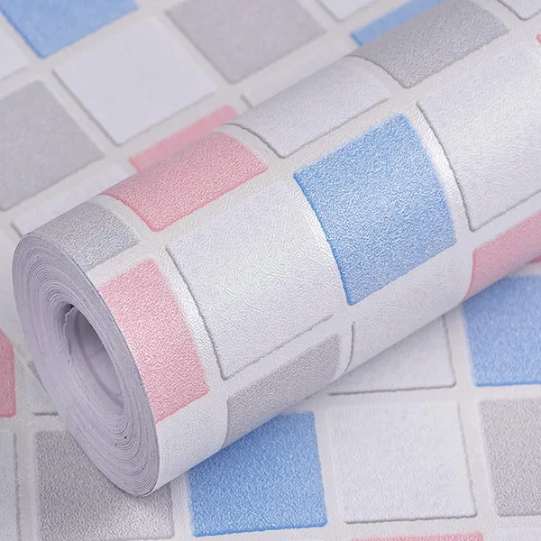 Multicolor_Tile_Pattern_Wallpaper_With_Grey,_Pink_&_Blue_ShadePeel_&_Stick,_Waterproof,_Self-Adhesive_Ideal_For_Homes_&_Shops