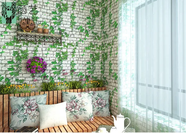 White_&_Green_Ivy_Leaves_Climbing_A_White_Brick_Wall_Pattern_WallpaperPeel_&_Stick,_Waterproof,_Self-Adhesive_Ideal_For_Homes_&_Shops