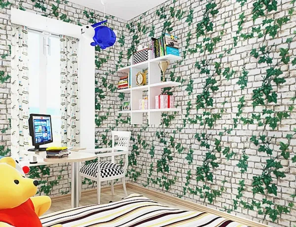 White_&_Green_Ivy_Leaves_Climbing_A_White_Brick_Wall_Pattern_WallpaperPeel_&_Stick,_Waterproof,_Self-Adhesive_Ideal_For_Homes_&_Shops