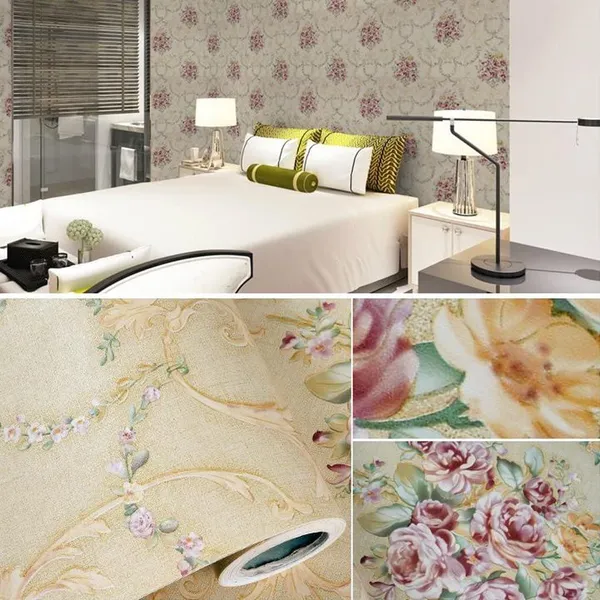 Beige_Floral_Damask_Pattern_Wallpaper_With_Roses_And_Foliage_On_Cream_Or_Beige_Color_Peel_&_Stick,_Waterproof,_Self-Adhesive