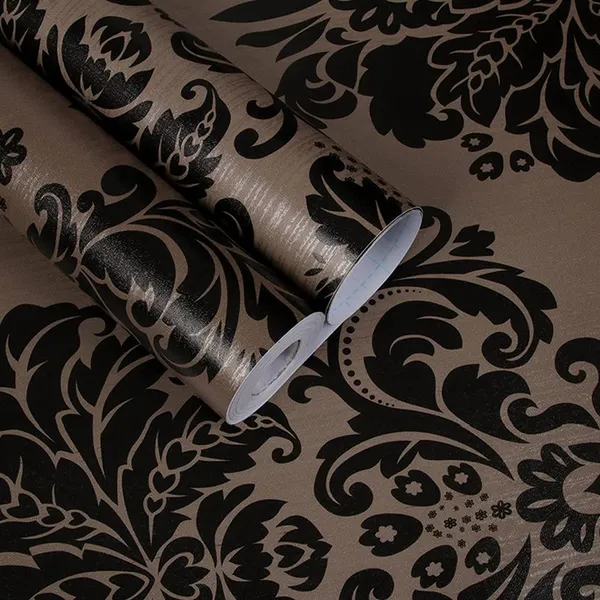 Black_Classic_Damask_Pattern_Wallpaper_Against_A_Background_Peel_&_Stick,_Waterproof,_Self-Adhesive_Ideal_For_Homes_&_Shops