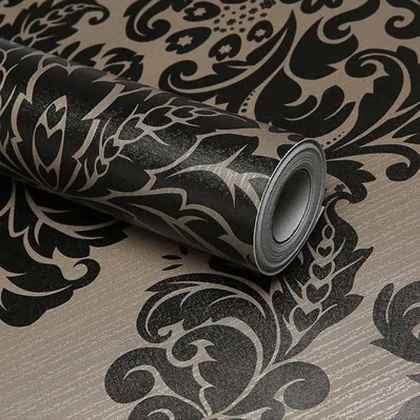 Black_Classic_Damask_Pattern_Wallpaper_Against_A_Background_Peel_&_Stick,_Waterproof,_Self-Adhesive_Ideal_For_Homes_&_Shops