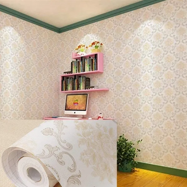 Light_Gold_Damask_Patterned_Wallpaper_Peel_&_Stick,_Waterproof,_Self-Adhesive_Ideal_For_Homes_&_Shops