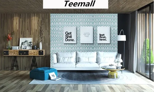 White_Damask_Pattern_On_A_Teal_Background_Wallpaper_Peel_&_Stick,_Waterproof,_Self-Adhesive_Ideal_For_Homes_&_Shops