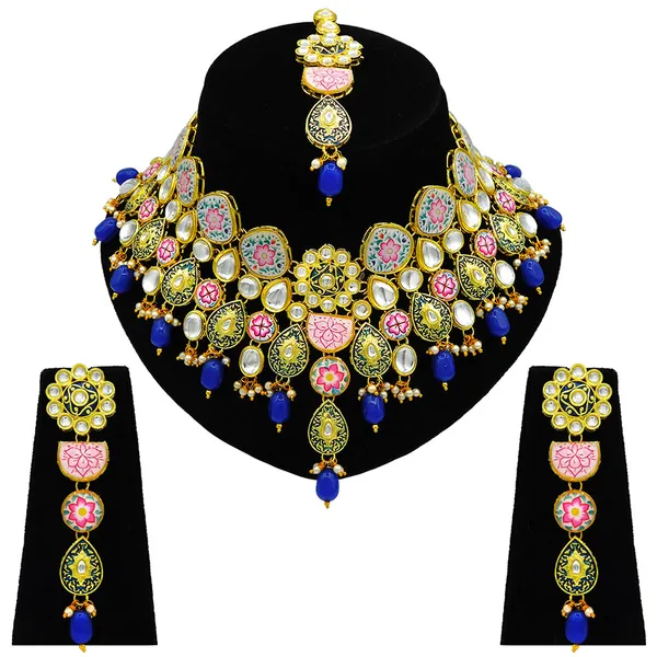 Royal_Blue_Premium_Kundan_Meenakari_Floral_Set_(08-0115)