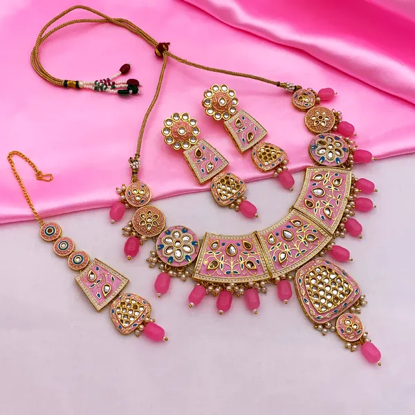 Baby_Pink_Brass_Premium_Kundan_Meenakari_Necklace_Set_For_Women_&_Girls_(08-0467)