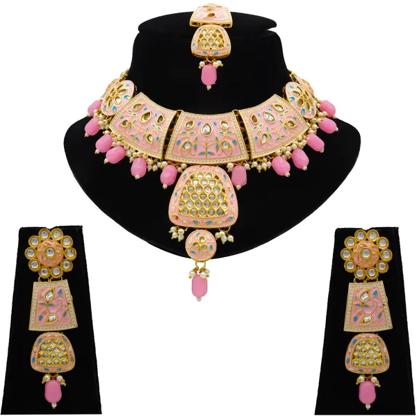 Baby_Pink_Brass_Premium_Kundan_Meenakari_Necklace_Set_For_Women_&_Girls_(08-0467)