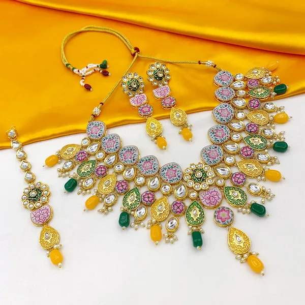 Yellow_&_Green_Premium_Kundan_Meenakari_Floral_Set_(08-0115)