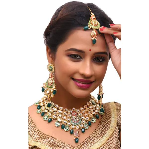 Green_Brass_Premium_Kundan_Meenakari_Necklace_Set_For_Women_&_Girls_(08-0277)