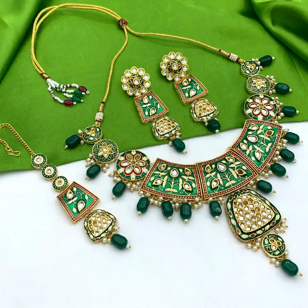 Green_Brass_Premium_Kundan_Meenakari_Necklace_Set_For_Women_&_Girls_(08-0467)