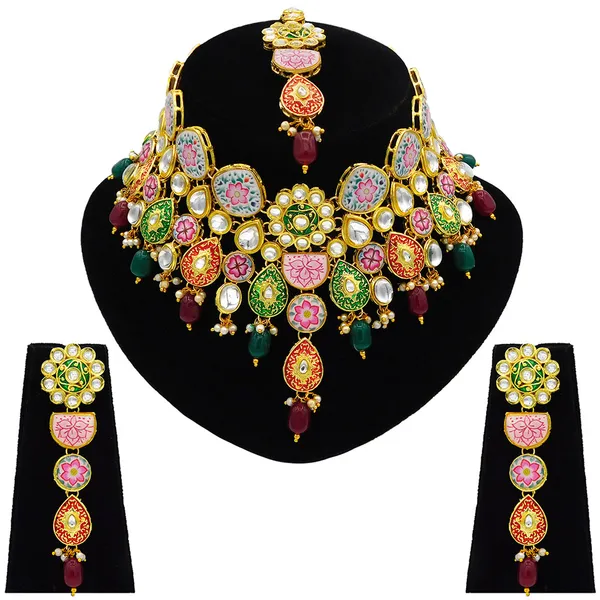 Maroon_&_Green_Premium_Kundan_Meenakari_Floral_Set_(08-0115)