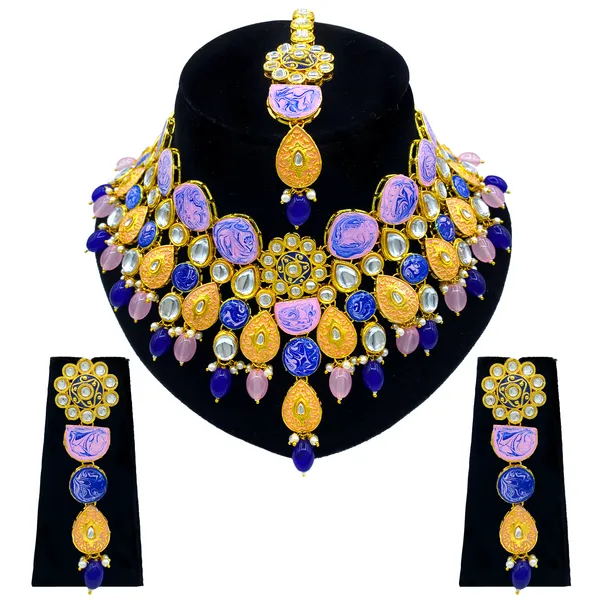 Lavender_Brass_Premium_Kundan_Meenakari_Necklace_Set_For_Women_&_Girls_(08-0500)