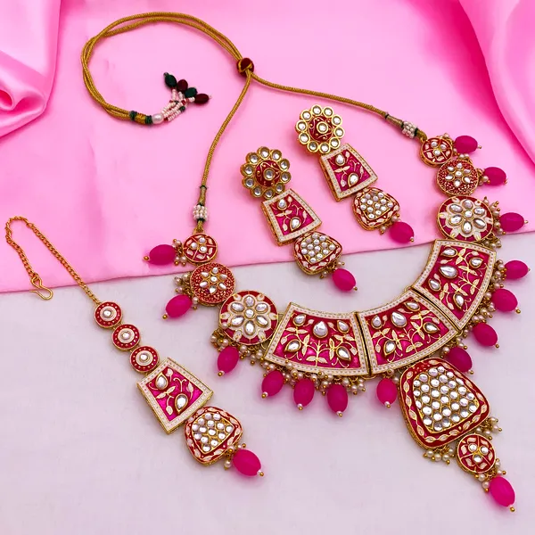 Magenta_Brass_Premium_Kundan_Meenakari_Necklace_Set_For_Women_&_Girls_(08-0467)